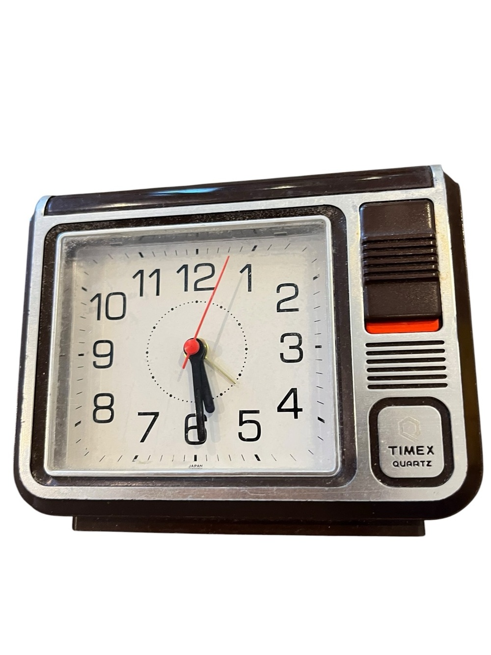 Timex Brown and Silver Retro Analog Alarm Clock